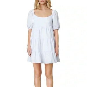 NIA Silvana Babydoll Dress in White